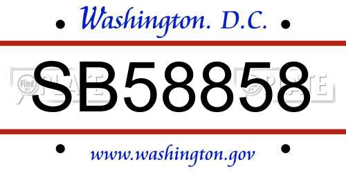 SB58858 District Of Columbia License Plate