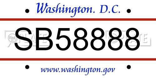SB58888 District Of Columbia License Plate