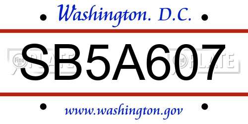 SB5A607 District Of Columbia License Plate