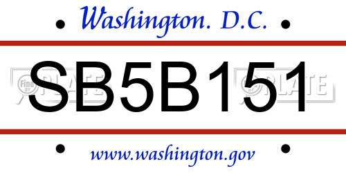 SB5B151 District Of Columbia License Plate