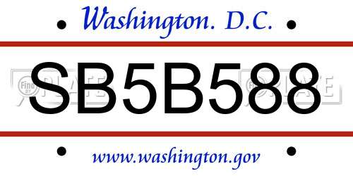 SB5B588 District Of Columbia License Plate
