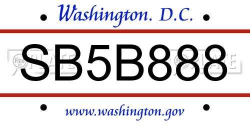 SB5B888 District Of Columbia License Plate