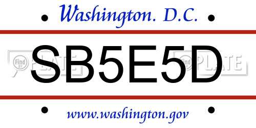 SB5E5D District Of Columbia License Plate