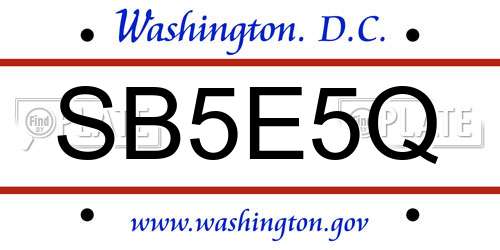 SB5E5Q District Of Columbia License Plate