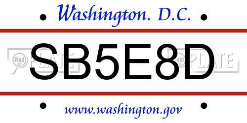 SB5E8D District Of Columbia License Plate