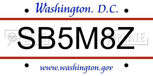 SB5M8Z District Of Columbia License Plate