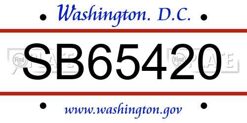SB65420 District Of Columbia License Plate