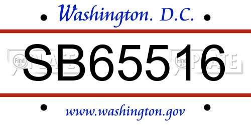 SB65516 District Of Columbia License Plate