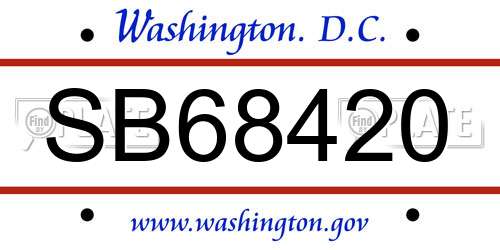 SB68420 District Of Columbia License Plate