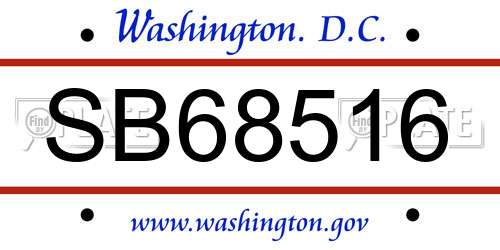 SB68516 District Of Columbia License Plate