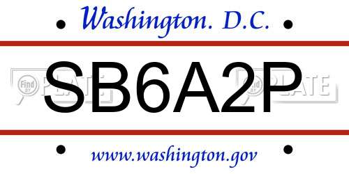 SB6A2P District Of Columbia License Plate