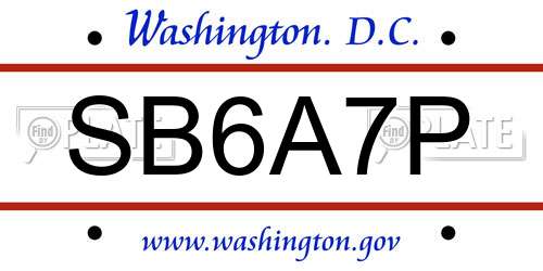 SB6A7P District Of Columbia License Plate
