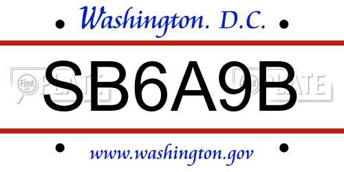 SB6A9B District Of Columbia License Plate
