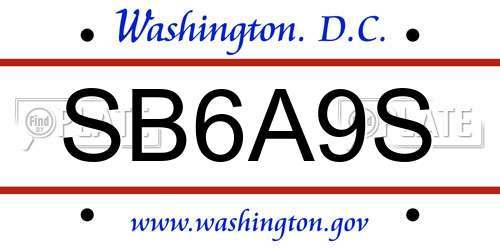 SB6A9S District Of Columbia License Plate