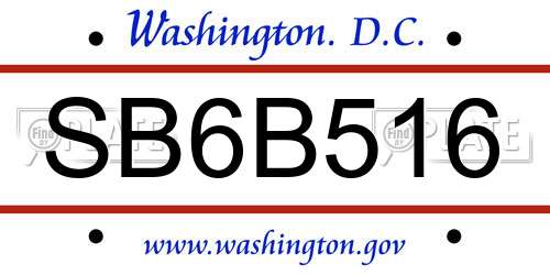 SB6B516 District Of Columbia License Plate