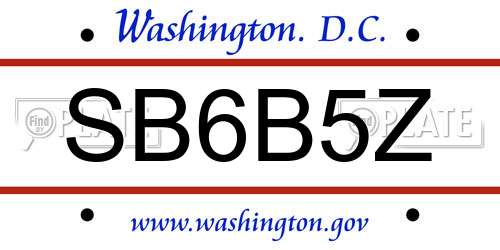 SB6B5Z District Of Columbia License Plate