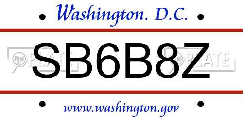 SB6B8Z District Of Columbia License Plate