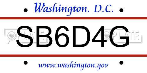 SB6D4G District Of Columbia License Plate