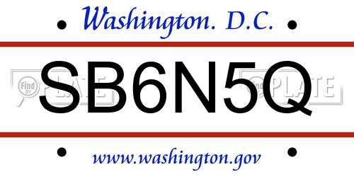 SB6N5Q District Of Columbia License Plate