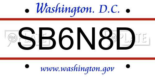 SB6N8D District Of Columbia License Plate