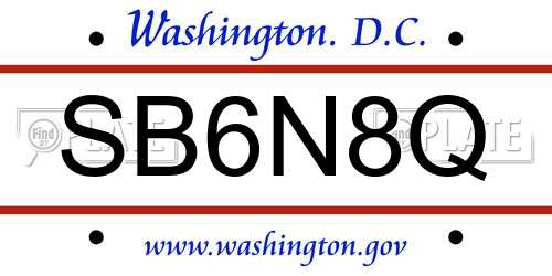 SB6N8Q District Of Columbia License Plate