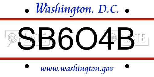 SB6O4B District Of Columbia License Plate