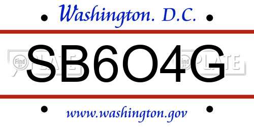 SB6O4G District Of Columbia License Plate