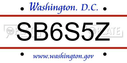 SB6S5Z District Of Columbia License Plate
