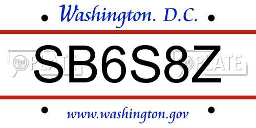 SB6S8Z District Of Columbia License Plate
