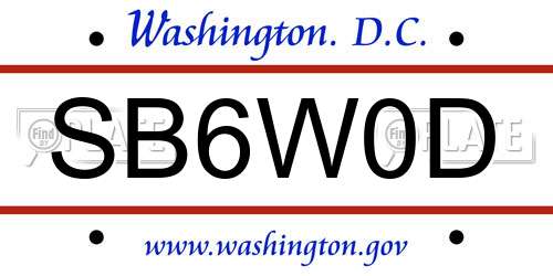 SB6W0D District Of Columbia License Plate