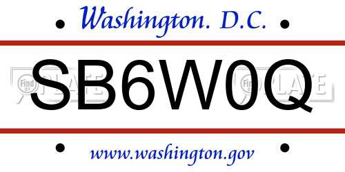 SB6W0Q District Of Columbia License Plate