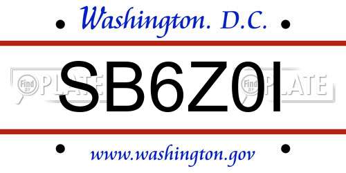 SB6Z0I District Of Columbia License Plate