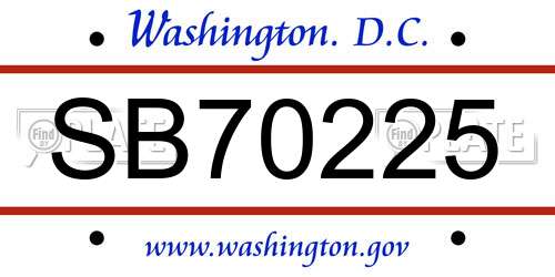 SB70225 District Of Columbia License Plate