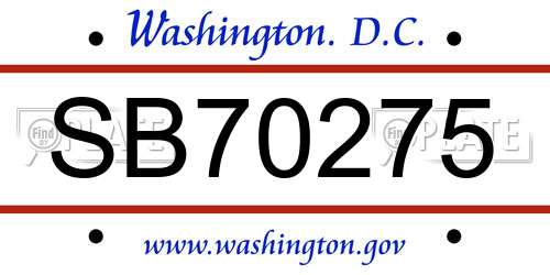 SB70275 District Of Columbia License Plate