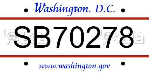 SB70278 District Of Columbia License Plate