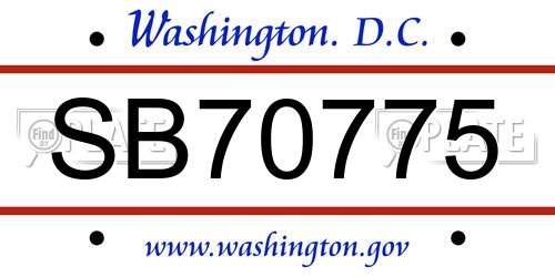 SB70775 District Of Columbia License Plate