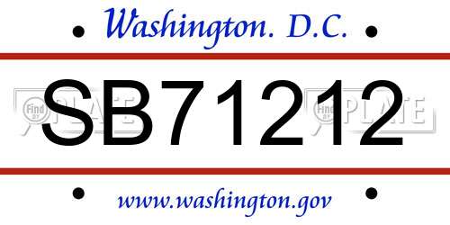 SB71212 District Of Columbia License Plate