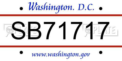 SB71717 District Of Columbia License Plate