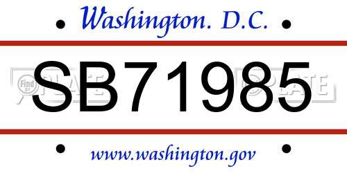 SB71985 District Of Columbia License Plate