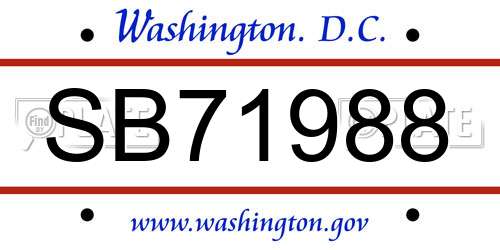 SB71988 District Of Columbia License Plate