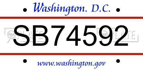 SB74592 District Of Columbia License Plate