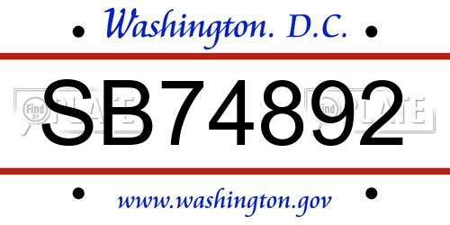 SB74892 District Of Columbia License Plate