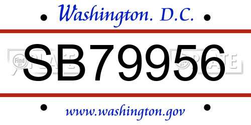 SB79956 District Of Columbia License Plate