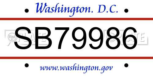SB79986 District Of Columbia License Plate