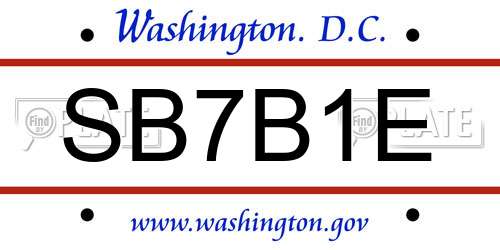 SB7B1E District Of Columbia License Plate