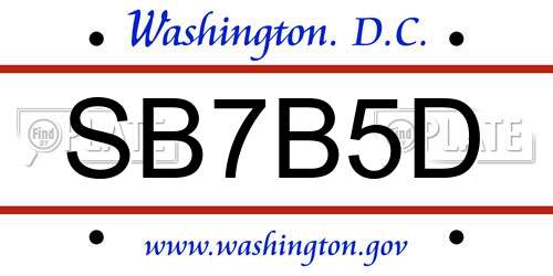 SB7B5D District Of Columbia License Plate