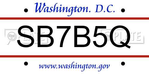 SB7B5Q District Of Columbia License Plate