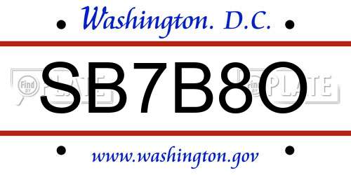 SB7B8O District Of Columbia License Plate