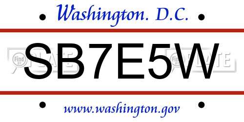 SB7E5W District Of Columbia License Plate