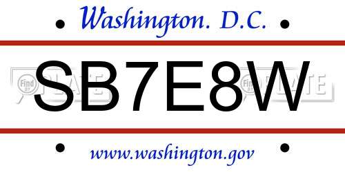 SB7E8W District Of Columbia License Plate